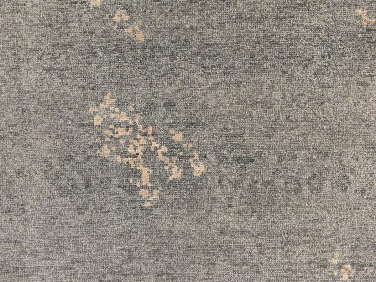 Modern / Contemporary hand-knotted art silk runner in Gray, 3' x 11'9" — SKU O078751 (view 4)