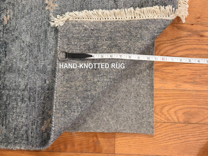 Modern / Contemporary hand-knotted art silk runner in Gray, 3' x 11'9" — SKU O078751 (view 6)