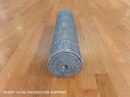 Modern / Contemporary hand-knotted art silk runner in Gray, 3' x 11'9" — SKU O078751 (view 8)