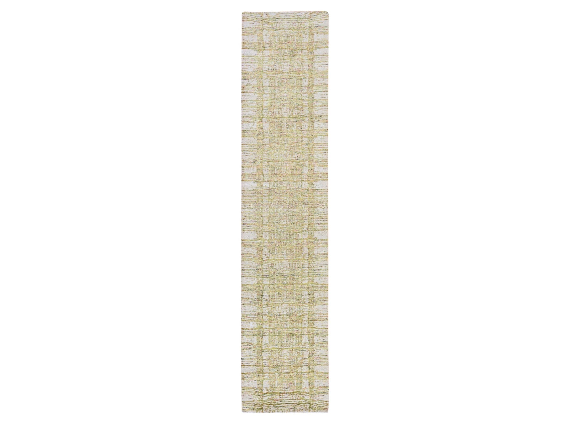 Modern / Contemporary hand-knotted wool/silk runner in Beige, 2'6" x 11'9", SKU O078752