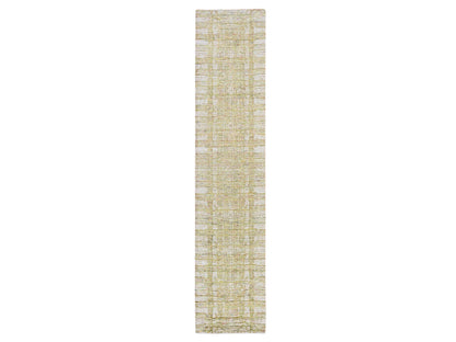 Modern / Contemporary hand-knotted wool/silk runner in Beige, 2'6" x 11'9", SKU O078752