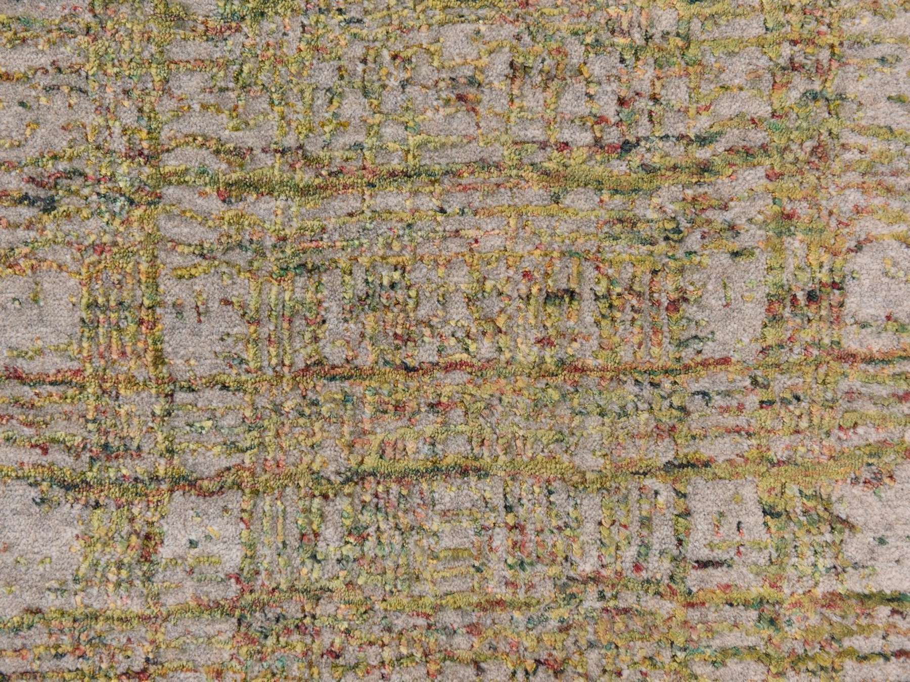 Modern / Contemporary hand-knotted wool/silk runner in Beige, 2'6" x 11'9", SKU O078752