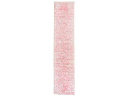 Transitional hand-knotted wool/silk runner in Pink, 2'8" x 11'10" — SKU O078753