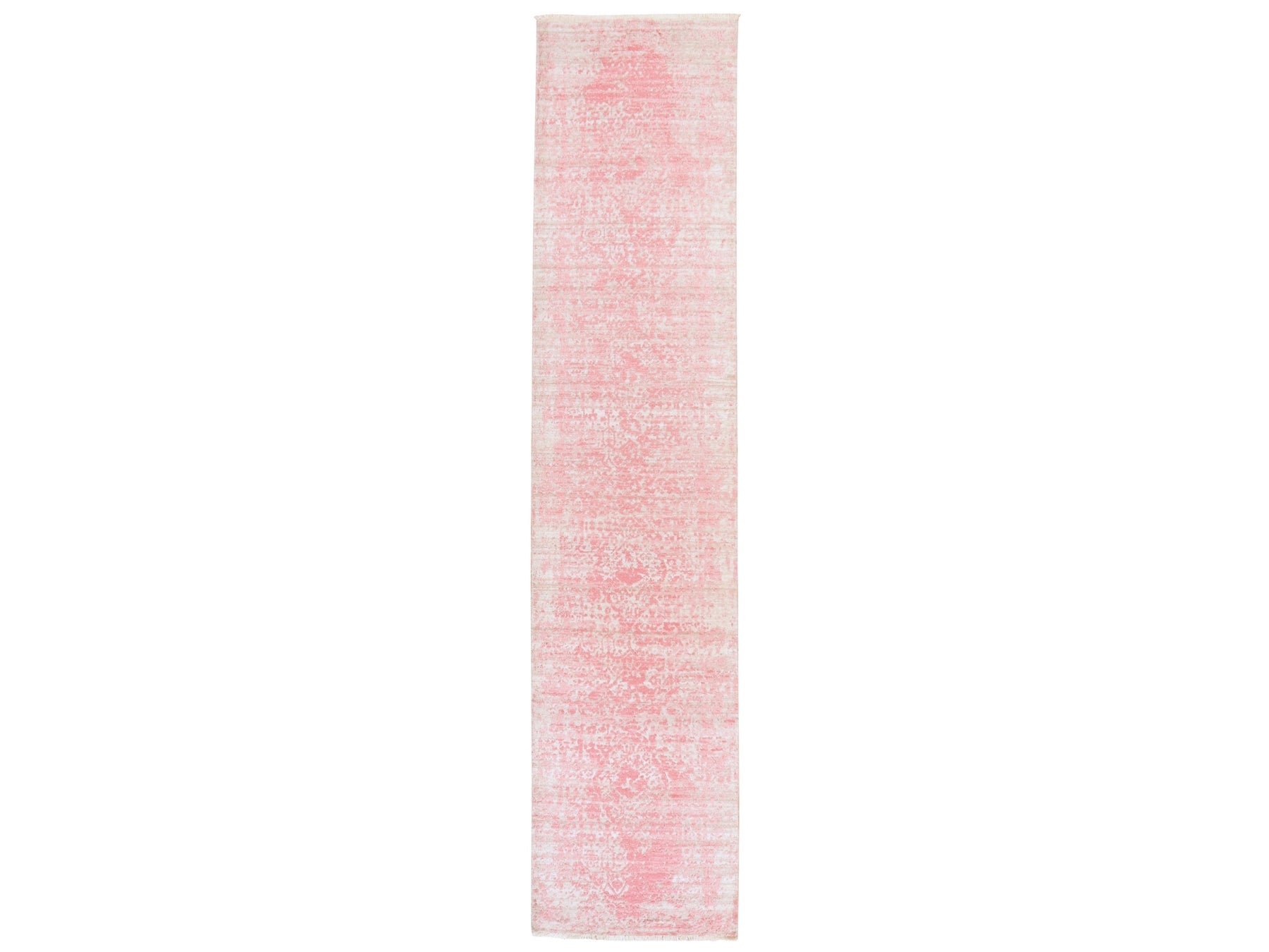 Transitional hand-knotted wool/silk runner in Pink, 2'8" x 11'10", SKU O078753