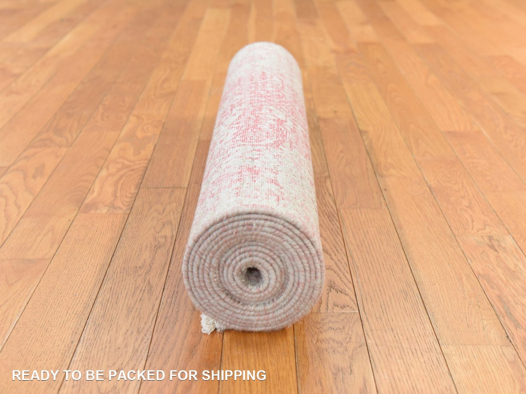 Transitional hand-knotted wool/silk runner in Pink, 2'8" x 11'10" — SKU O078753 (view 8)
