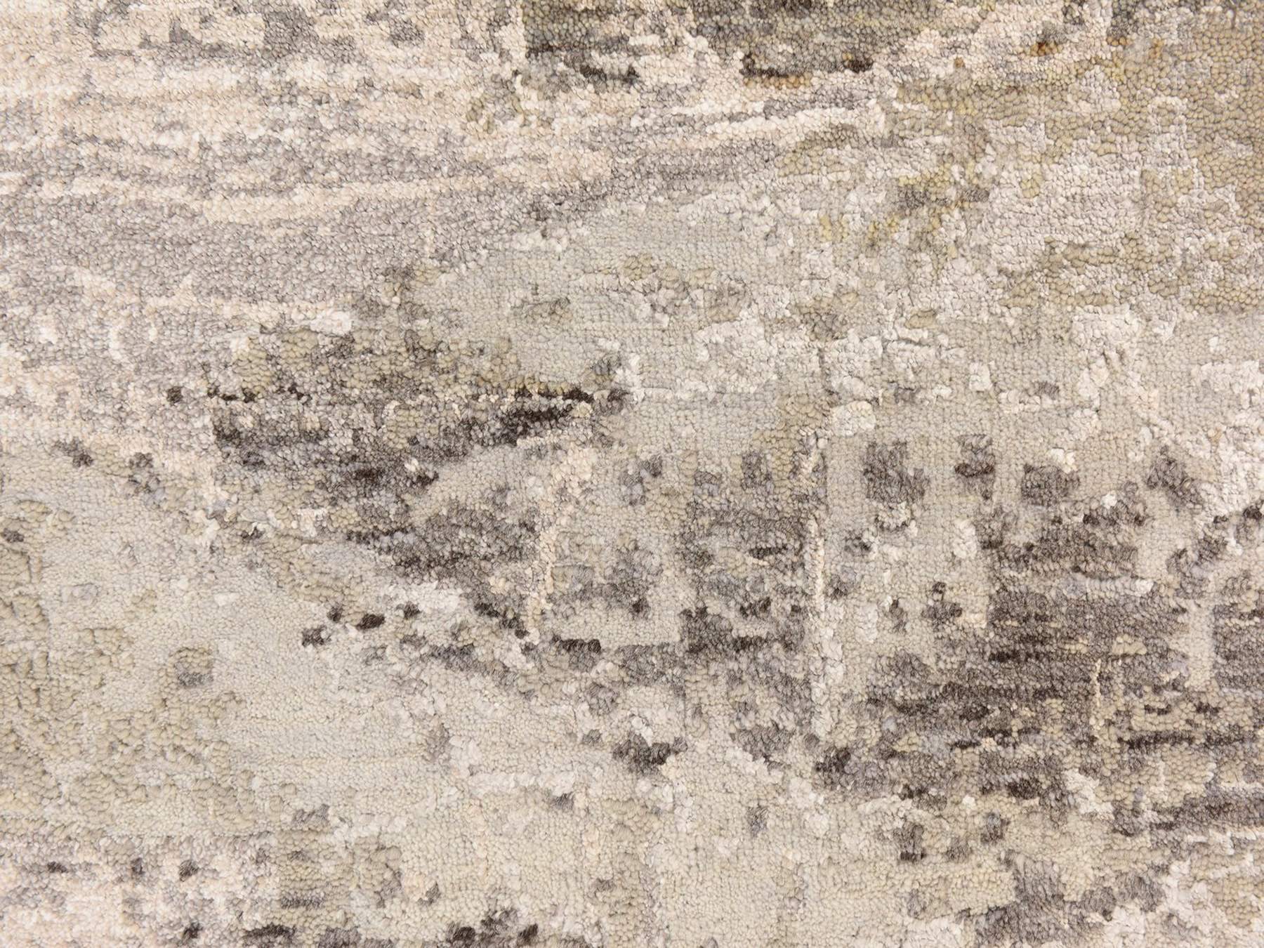 Modern / Contemporary hand-knotted wool/silk runner in Ivory, 2'8" x 9'10", SKU O078754