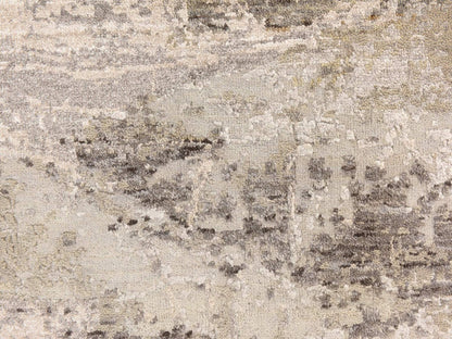 Modern / Contemporary hand-knotted wool/silk runner in Ivory, 2'8" x 9'10", SKU O078754