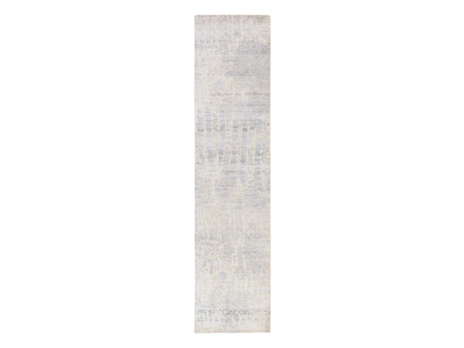Modern / Contemporary hand-knotted wool/silk runner in Gray, 2'5" x 10'1" — SKU O078755