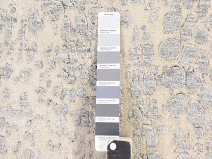 Modern / Contemporary hand-knotted wool/silk runner in Gray, 2'5" x 10'1" — SKU O078755 (view 5)