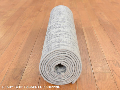Modern / Contemporary hand-knotted wool/silk runner in Gray, 2'5" x 10'1" — SKU O078755 (view 8)