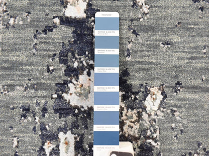 Modern / Contemporary hand-knotted wool/silk runner in Gray, 2'6" x 10'0", SKU O078757