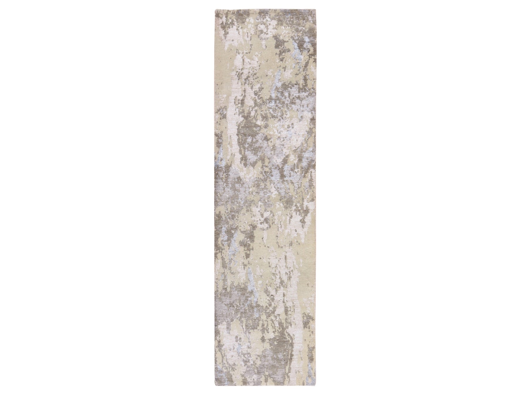 Modern / Contemporary hand-knotted wool/silk runner in Gray, 2'8" x 10' — SKU O078759