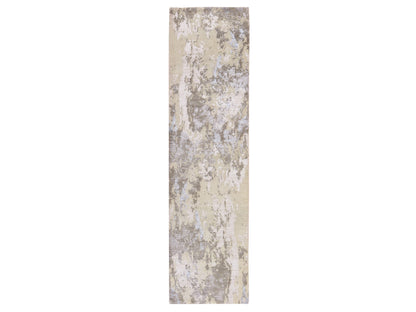 Modern / Contemporary hand-knotted wool/silk runner in Gray, 2'8" x 10' — SKU O078759