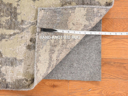 Modern / Contemporary hand-knotted wool/silk runner in Gray, 2'8" x 10' — SKU O078759 (view 6)