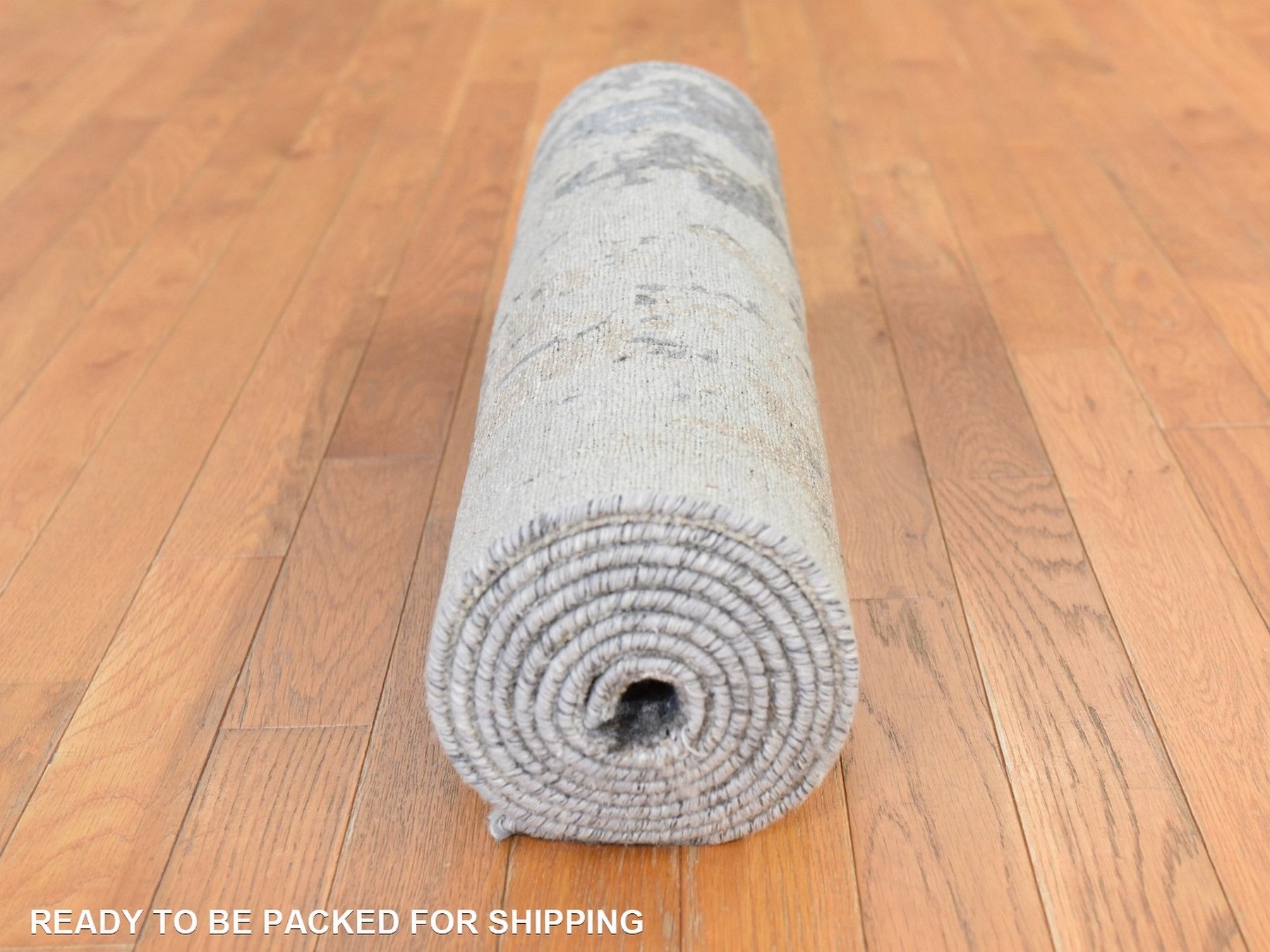 Modern / Contemporary hand-knotted wool/silk runner in Gray, 2'8" x 10' — SKU O078759 (view 8)