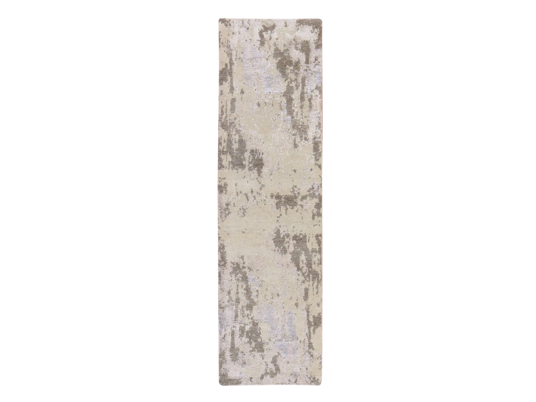 Modern / Contemporary hand-knotted wool/silk runner in Gray, 2'8" x 9'7" — SKU O078761