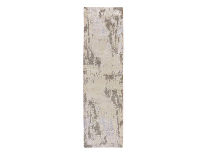 Modern / Contemporary hand-knotted wool/silk runner in Gray, 2'8" x 9'7" — SKU O078761