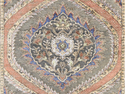 Transitional hand-knotted wool/silk runner in Gray, 2'6" x 10' — SKU O078762 (view 4)
