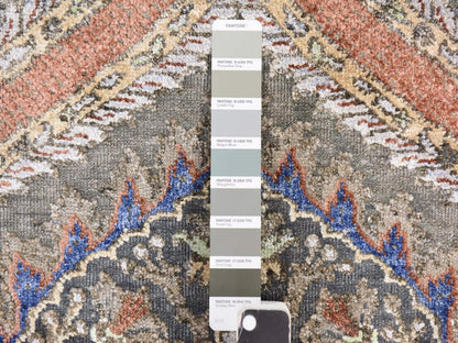 Transitional hand-knotted wool/silk runner in Gray, 2'6" x 10'0", SKU O078762
