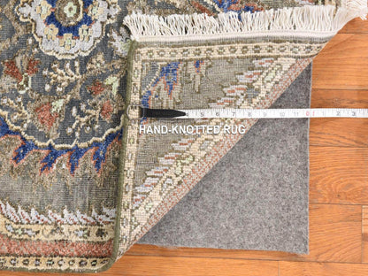 Transitional hand-knotted wool/silk runner in Gray, 2'6" x 10' — SKU O078762 (view 6)