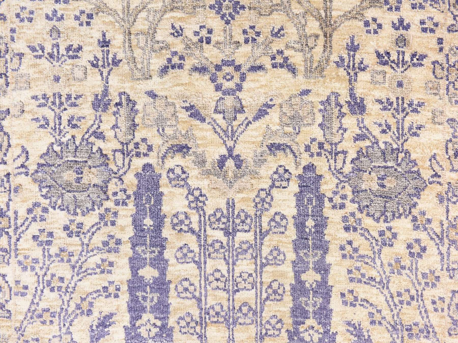 Transitional hand-knotted wool/silk runner in Ivory, 2'7" x 10'1", SKU O078763