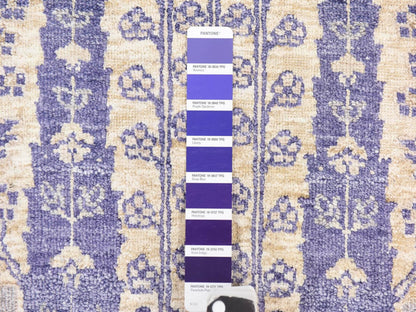 Transitional hand-knotted wool/silk runner in Ivory, 2'7" x 10'1", SKU O078763