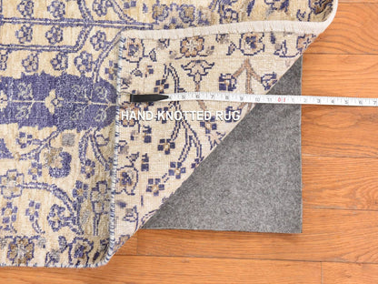 Transitional hand-knotted wool/silk runner in Ivory, 2'7" x 10'1", SKU O078763