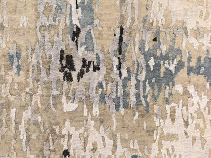 Modern / Contemporary hand-knotted wool/silk runner in Beige, 2'5" x 9'9", SKU O078765
