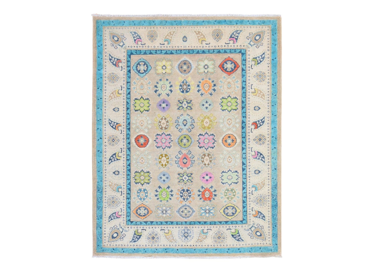Kazak Kazak hand-knotted wool rug in Beige & Ivory, 5' x 6'4" — SKU O078766