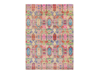 Modern / Contemporary hand-knotted wool/silk rug in Multicolored, 5' x 6'10" — SKU O078767