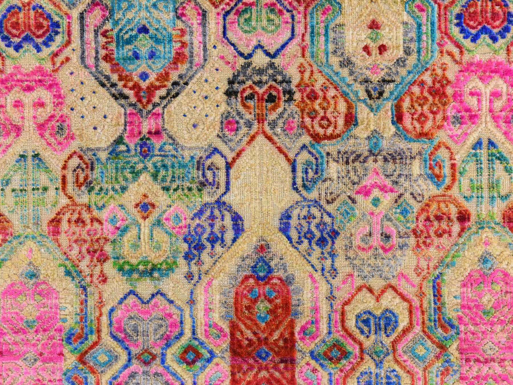 Modern / Contemporary hand-knotted wool/silk rug in Multicolored, 5' x 6'10" — SKU O078767 (view 4)