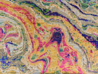 Transitional hand-knotted wool/silk rug in Multicolored, 4'9" x 6'7" — SKU O078768 (view 4)