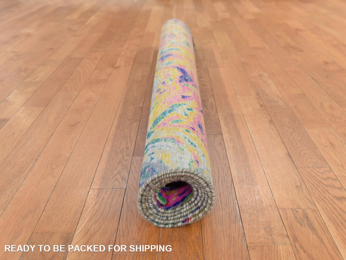 Transitional hand-knotted wool/silk rug in Multicolored, 4'9" x 6'7" — SKU O078768 (view 8)