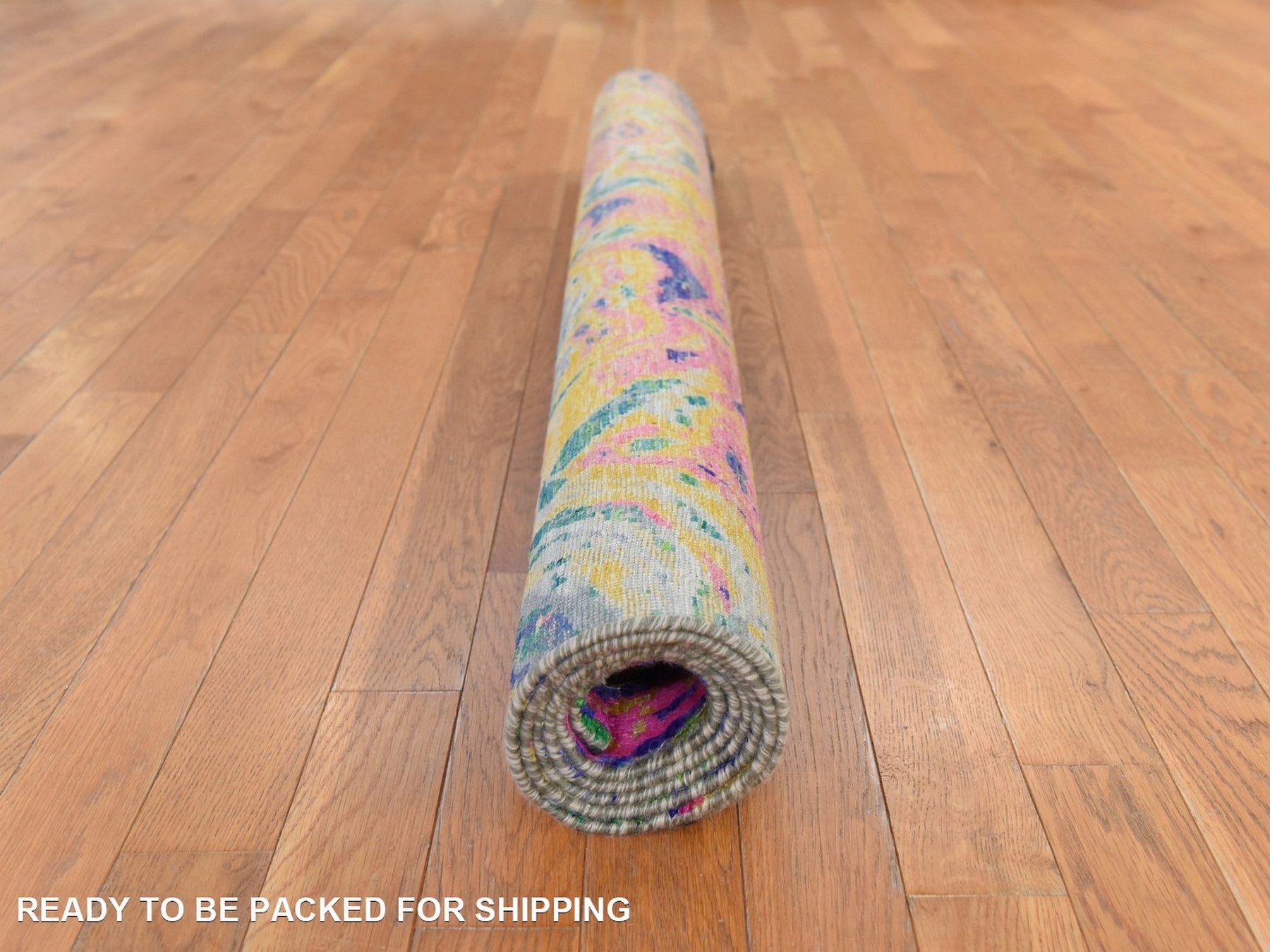 Transitional hand-knotted wool/silk rug in Multicolored, 4'9" x 6'7", SKU O078768