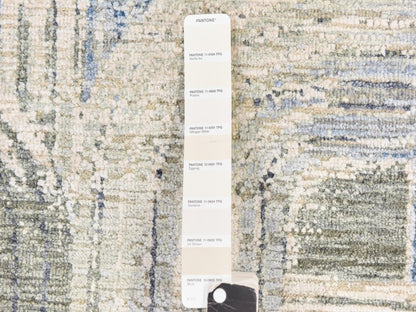 Modern / Contemporary hand-knotted wool/silk rug in Ivory, 5'1" x 7'0", SKU O078769