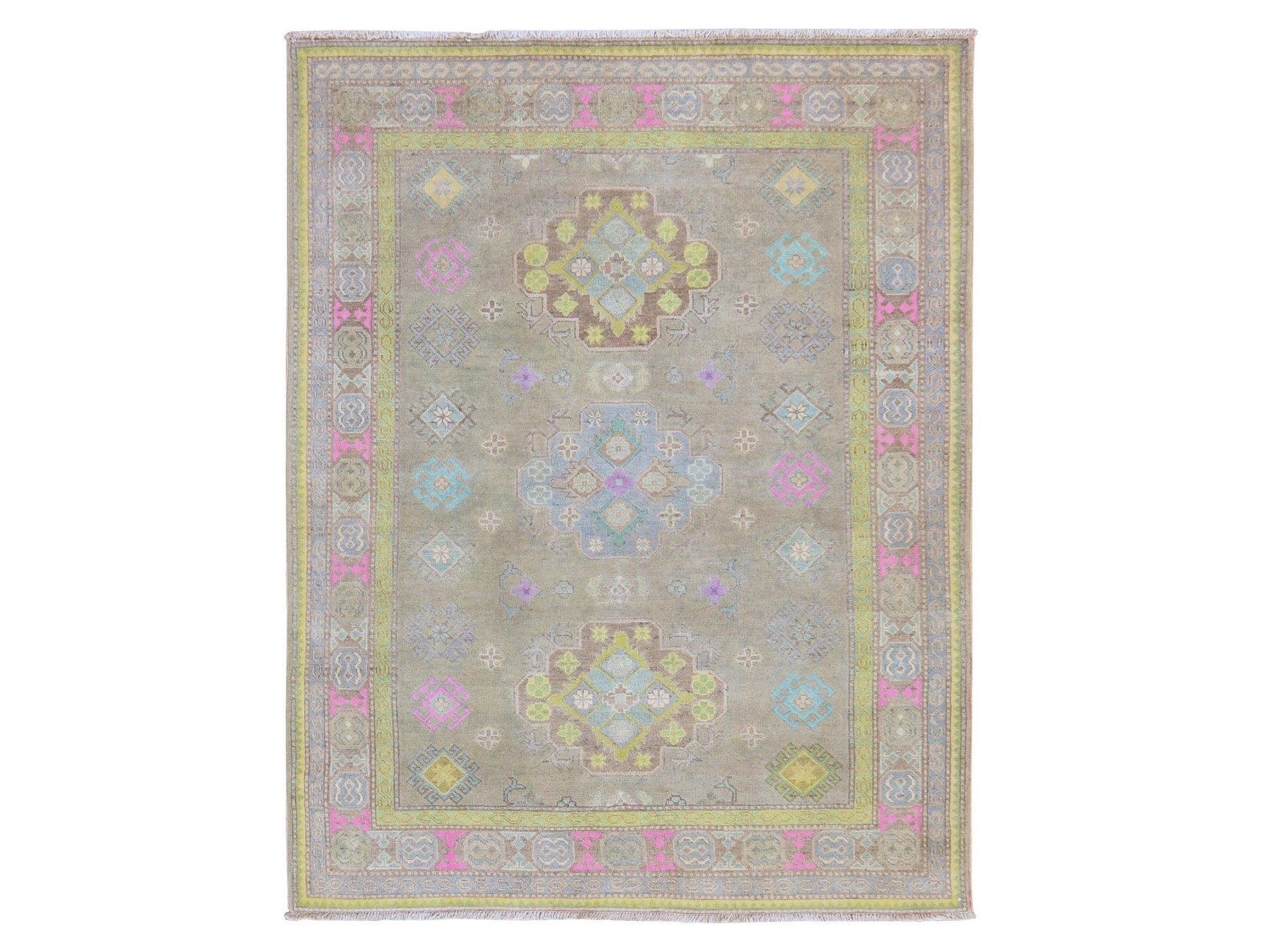 Kazak Kazak hand-knotted wool rug in Brown & Pink, 5' x 6'6" — SKU O078771