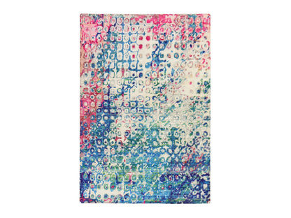 Transitional hand-knotted sari silk rug in Blue, 5' x 7'3" — SKU O078772