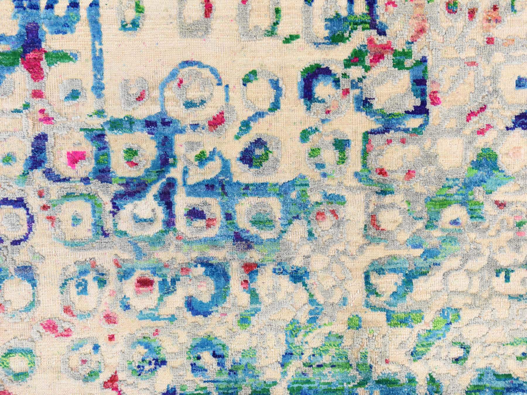 Transitional hand-knotted silk rug in Blue, 5'0" x 7'3", SKU O078772