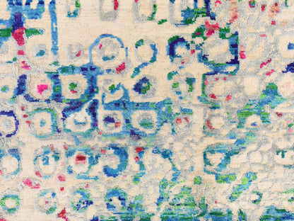 Transitional hand-knotted silk rug in Blue, 5'0" x 7'3", SKU O078772