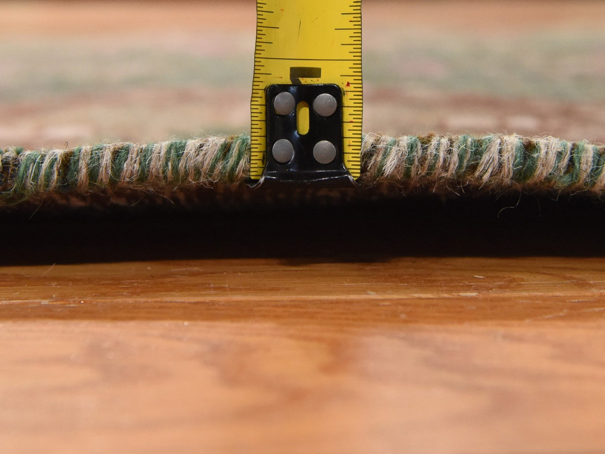Heriz Vintage hand-knotted wool runner in Green, 3'7" x 12'3" — SKU O078773 (view 7)