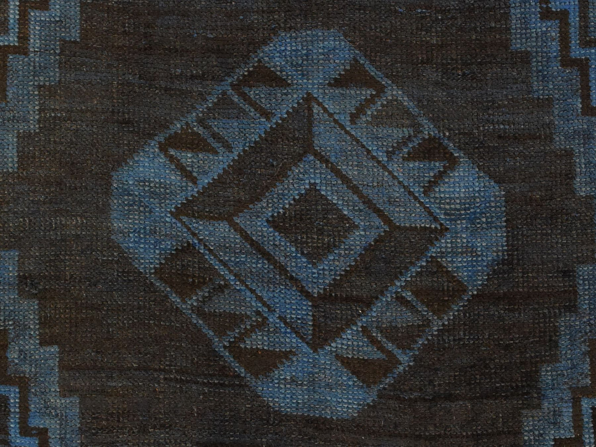 Shiraz Vintage hand-knotted wool runner in Overdyed & Blue, 5' x 10' — SKU O078774 (view 5)