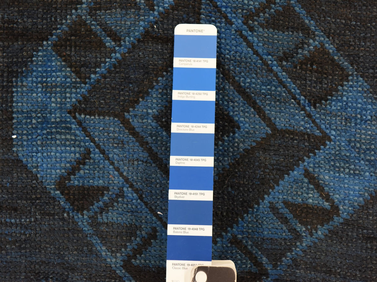 Shiraz Vintage hand-knotted wool runner in Overdyed & Blue, 5' x 10' — SKU O078774 (view 6)