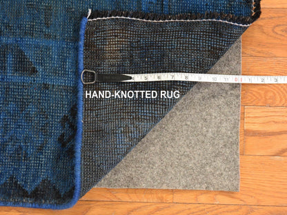 Shiraz Vintage hand-knotted wool runner in Overdyed & Blue, 5' x 10' — SKU O078774 (view 7)