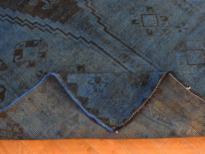 Shiraz Vintage hand-knotted wool runner in Overdyed & Blue, 5' x 10' — SKU O078774 (view 8)