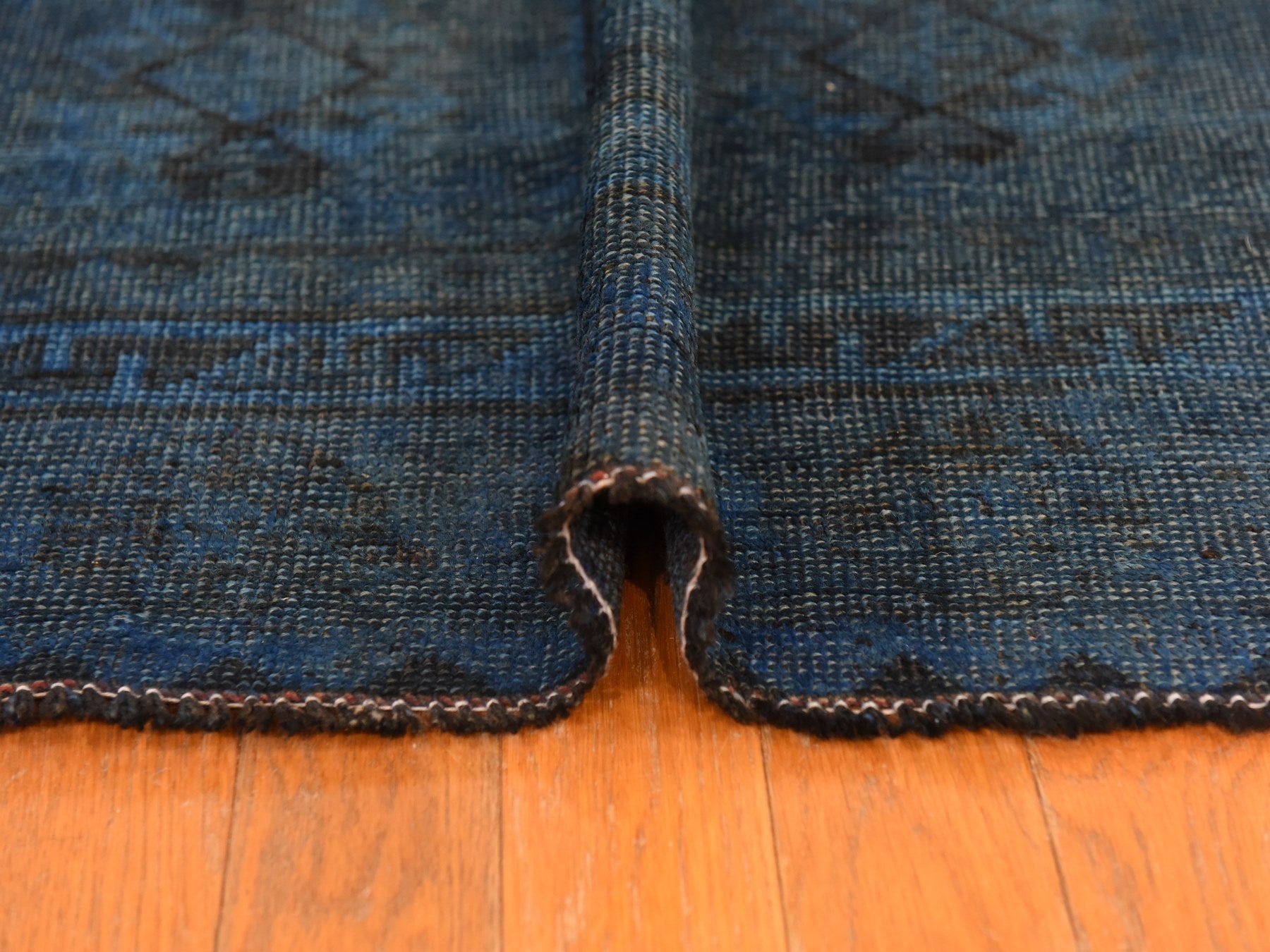 Shiraz Vintage hand-knotted wool runner in Overdyed & Blue, 5' x 10' — SKU O078774 (view 9)