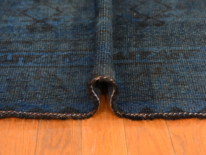 Shiraz Vintage hand-knotted wool runner in Overdyed & Blue, 5' x 10' — SKU O078774 (view 9)