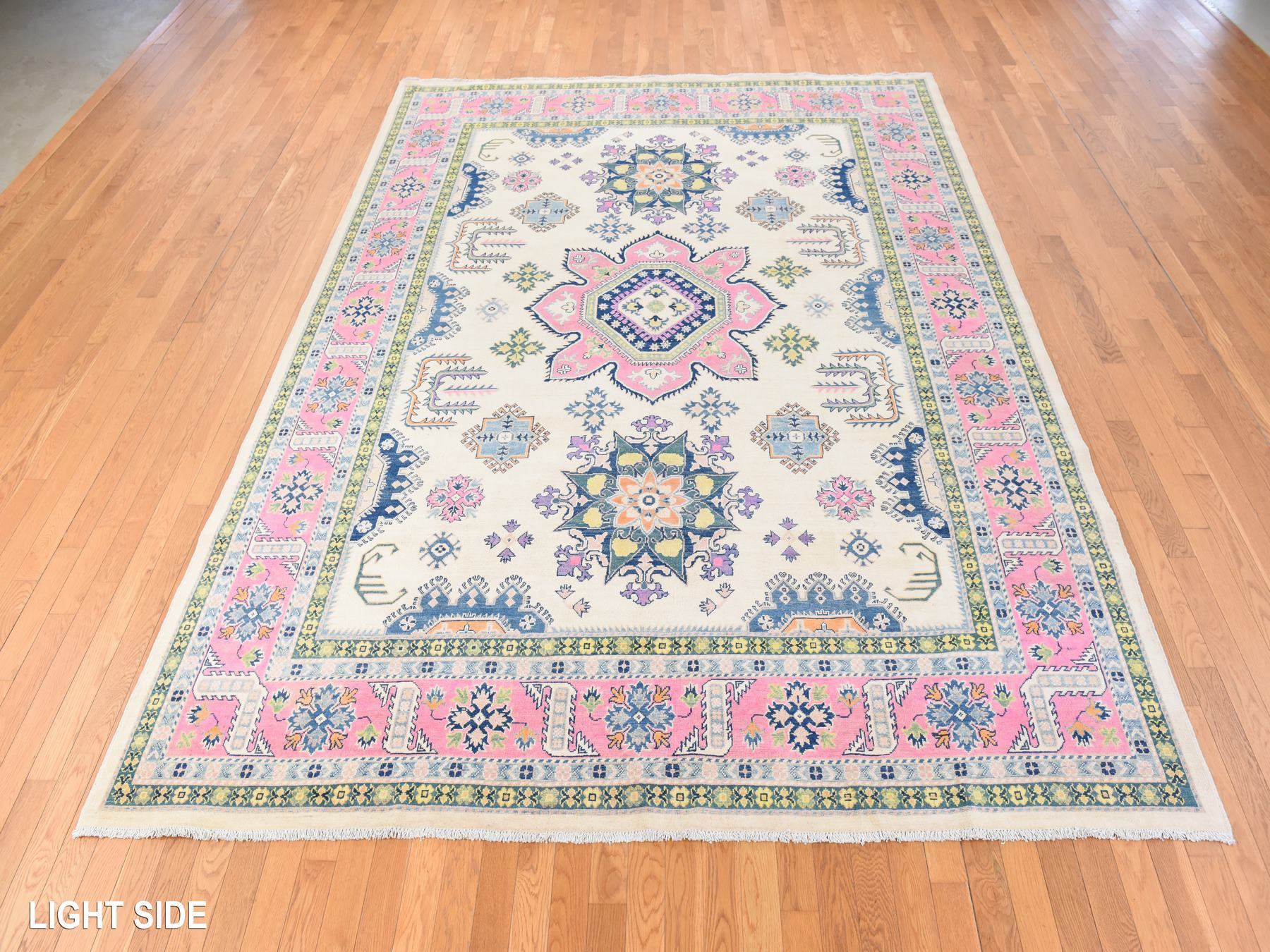 Kazak Tribal hand-knotted wool rug in Ivory, 8'10" x 11'6", SKU O078775
