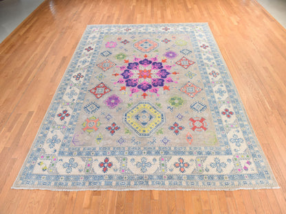 Kazak Kazak hand-knotted wool rug in Brown & Ivory, 9'2" x 11'7" — SKU O078776 (view 2)