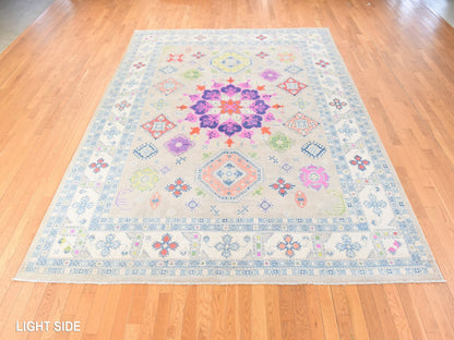 Kazak Kazak hand-knotted wool rug in Brown & Ivory, 9'2" x 11'7" — SKU O078776 (view 3)