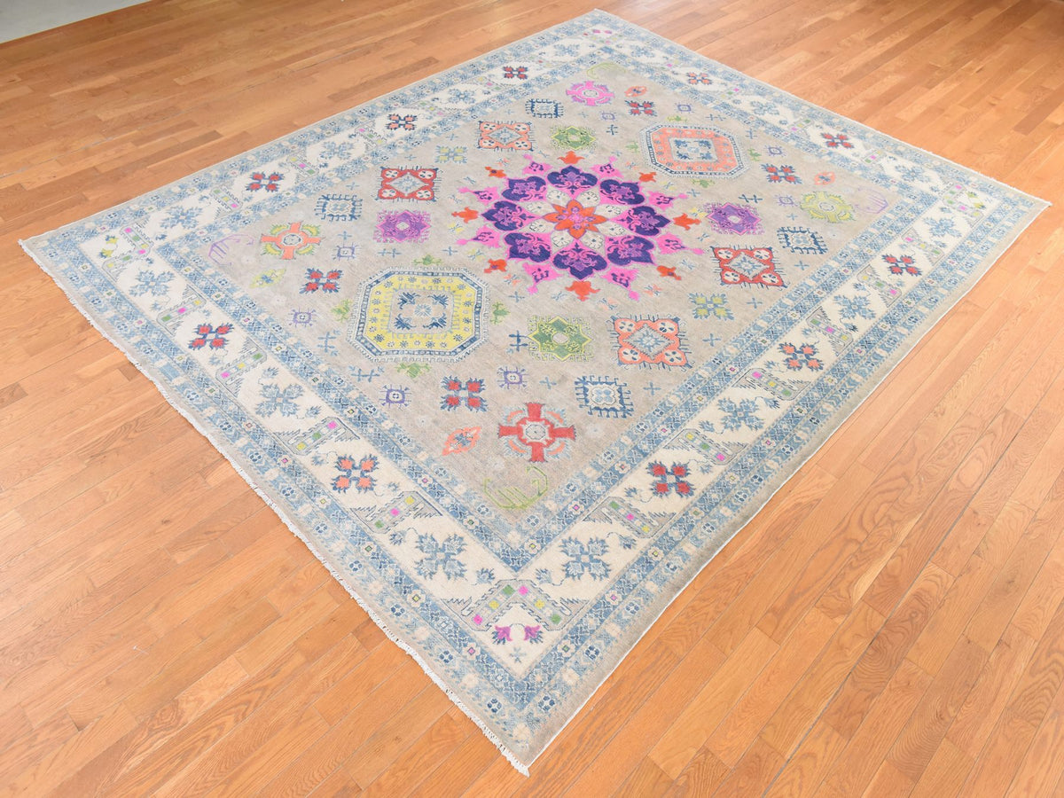 Kazak Kazak hand-knotted wool rug in Brown & Ivory, 9'2" x 11'7" — SKU O078776 (view 4)